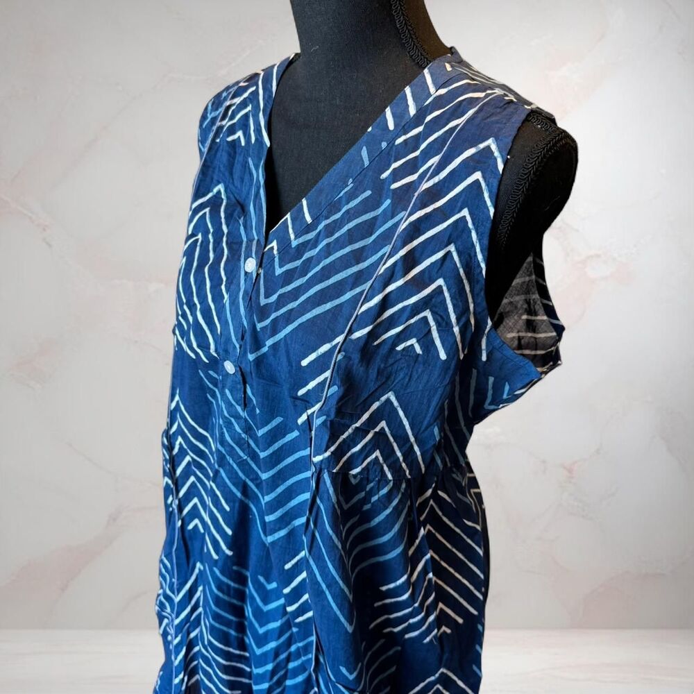 Novica Women's Pajama Set Size Blue and White Jumpsuit